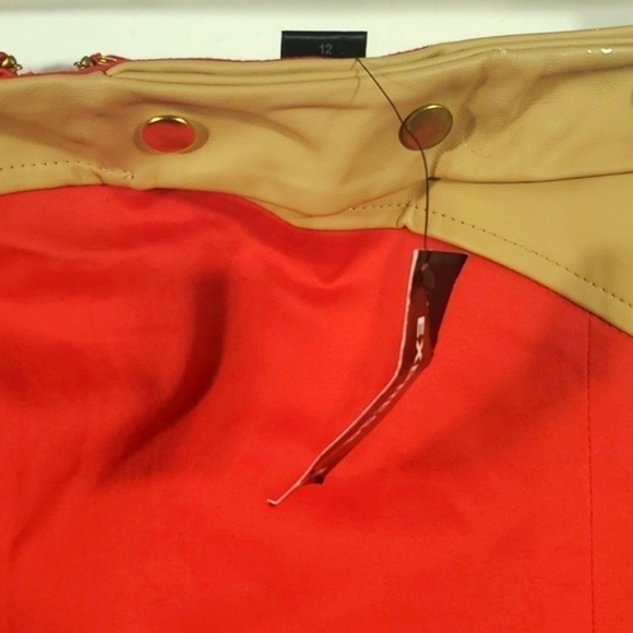 NWT Express Size 12 Red Tan Mini Skirt | High Rise Multicolor Workwear - Picture 6 of 15